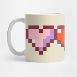 Peachy Row of Hearts Pixel Art Mug